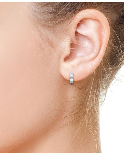 Effy Metallic Effy Diamond Mini Cluster Small huggie Hoop Earrings (1/20 Ct. T.w.