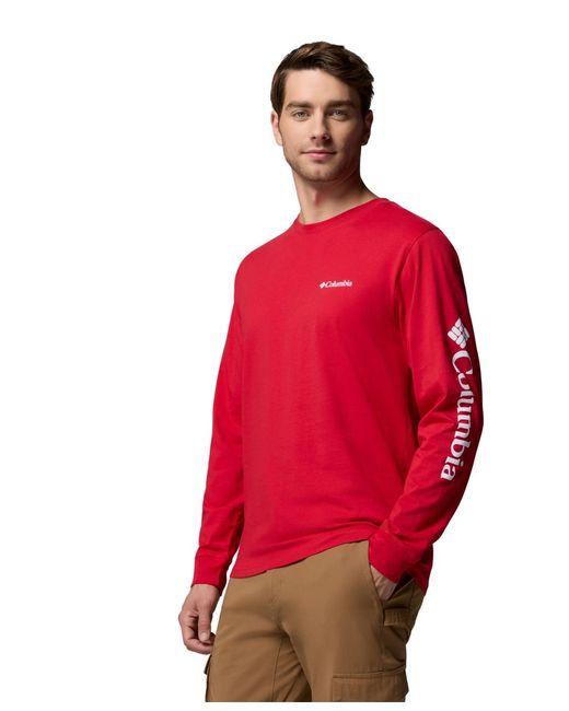 Columbia Red Fundamental Graphic Long-sleeve T-shirt for men