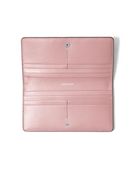 Michael Kors Pink Michael Bryant Large Slim Leather Snap Wallet