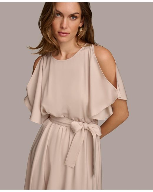 Donna Karan Natural Cold-shoulder A-line Dress