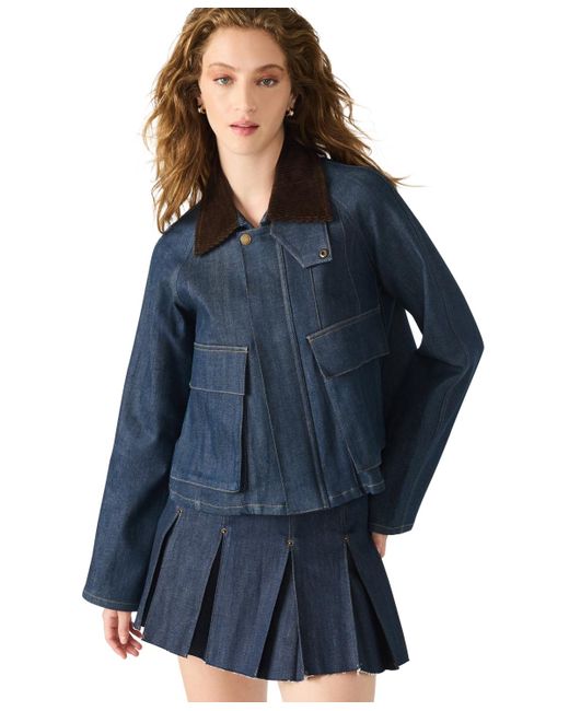 Steve Madden Blue Justina Collared Jacket