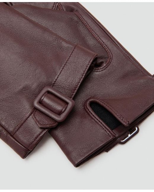 Mango Brown Buckle Leather Gloves