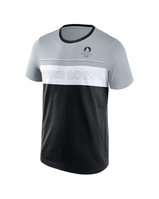 Fanatics Branded Black/gray Paris 2024 Edge Depth Outline Panel T-shirt for men