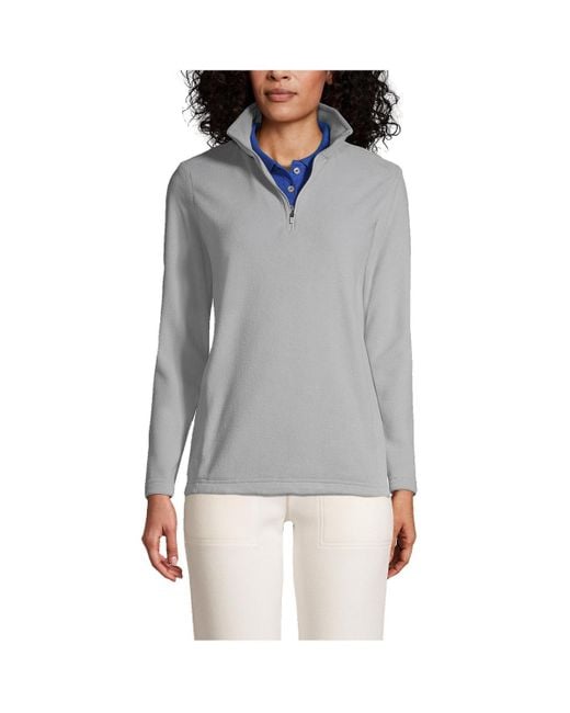 Lands End Thermacheck 100 Fleece Quarter Zip Pullover Top in Gray Lyst