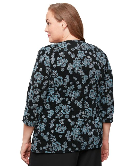 Alex Evenings Green Plus Size Glitter-knit Tank Top & Jacket