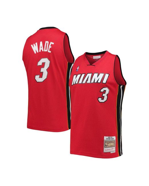 Mitchell & Ness Synthetic Dwyane Wade Red Miami Heat 2005-06 Hardwood ...