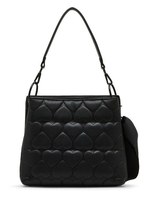Betsey Johnson Black Always Heart-core Small Bucket Bag