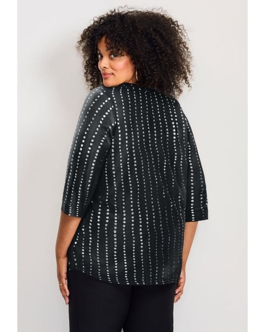 Avenue Black Plus Size Split-neck Foil Top