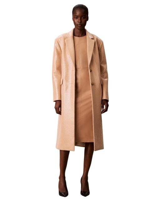 Calvin Klein Natural Two-button Sequined Overcoat