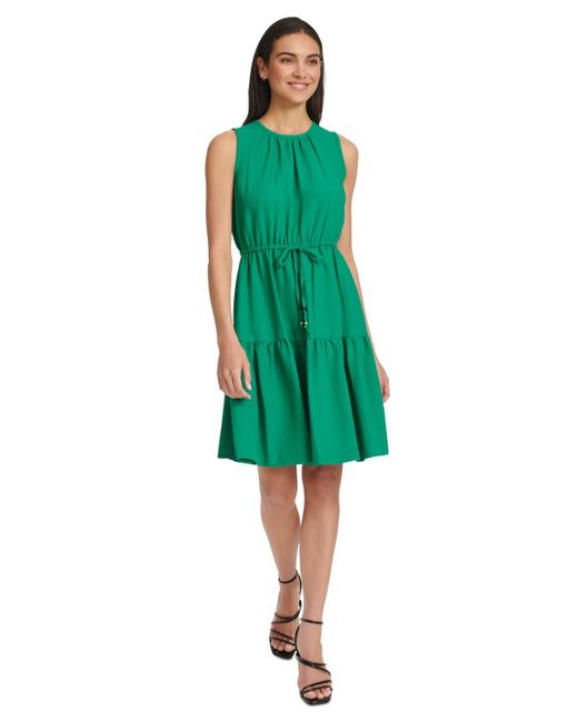 Calvin Klein Green Crewneck Sleeveless A-line Dress