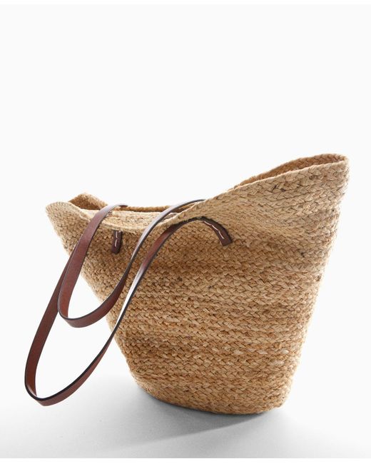 Mango Jute Basket Handbag in Brown | Lyst