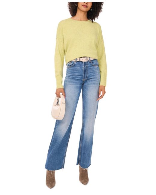 Vince Camuto Blue Cozy Crewneck Long-sleeve Extend-shoulder Sweater