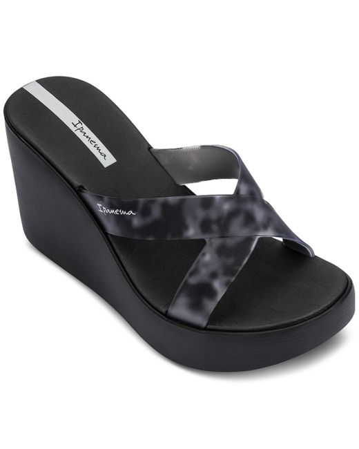 Ipanema Black High Fashion Fem Platform Wedge Slide Sandals