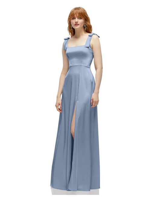 After Six Blue Plus Size Square Neck Fluid Satin Maxi Dress