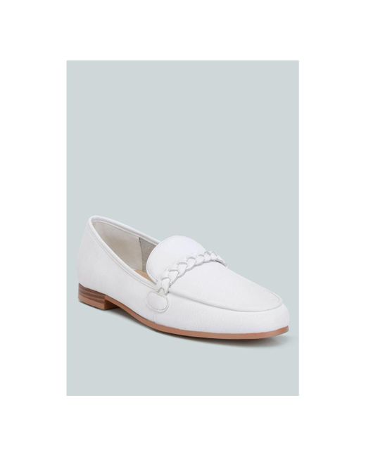 Rag & Co White Kita Braided Strap Detail Loafers In