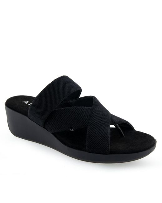 Aerosoles Black Ilona Wedge Sandals