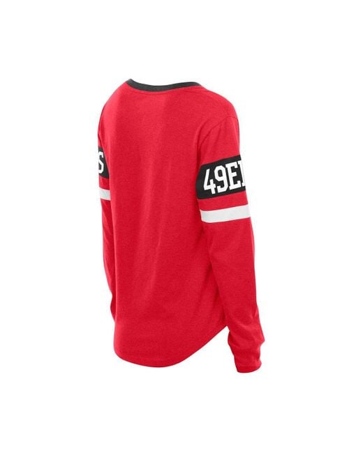 KTZ Red San Francisco 49ers Throwback Lace-up Long-sleeve T-shirt