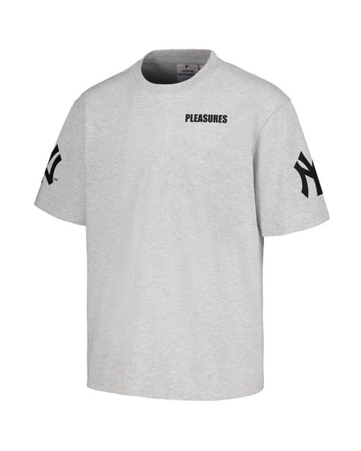 Pleasures Gray New York Yankees Team T-shirt for men