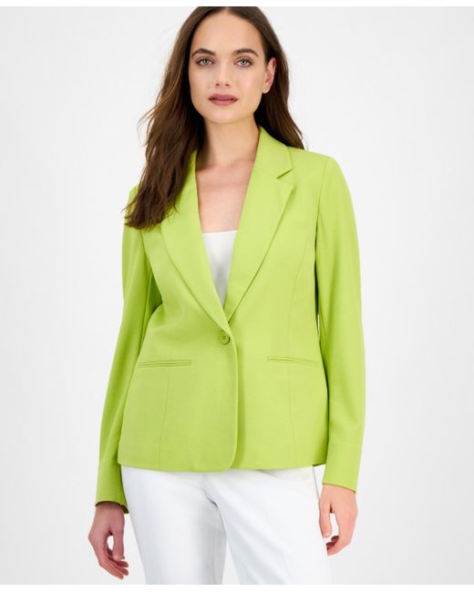 Kasper Green Notch-collar One-button Blazer