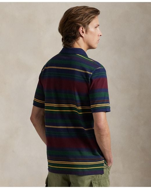 Polo Ralph Lauren Blue Classic-fit Striped Mesh Polo Shirt for men