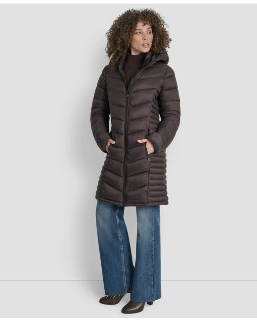 DKNY Gray Zip-front Long Coat