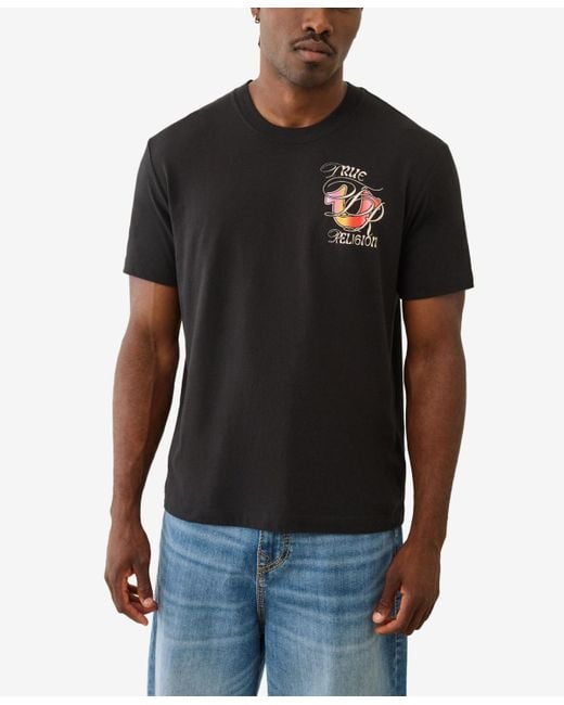 TRUE RELIGION Men's Black Short Sleeve Ombre Graphic T-shirt