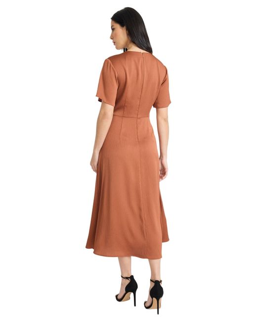 Maggy London Brown Waist Detail Midi Dress