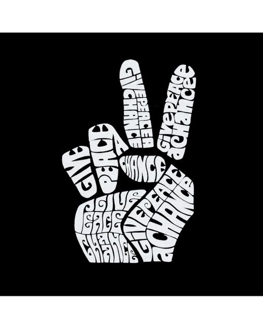 LA Pop Art Blue Word Art Peace Fingers Crewneck Sweatshirt for men