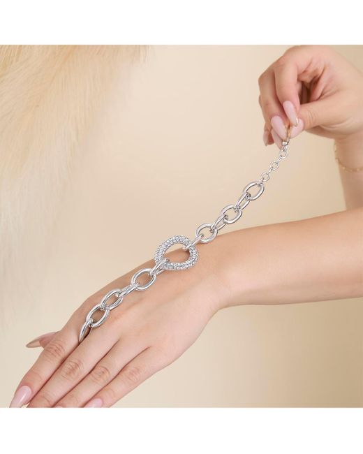 Jessica Simpson Metallic Tone Pave Oval Link Bracelet