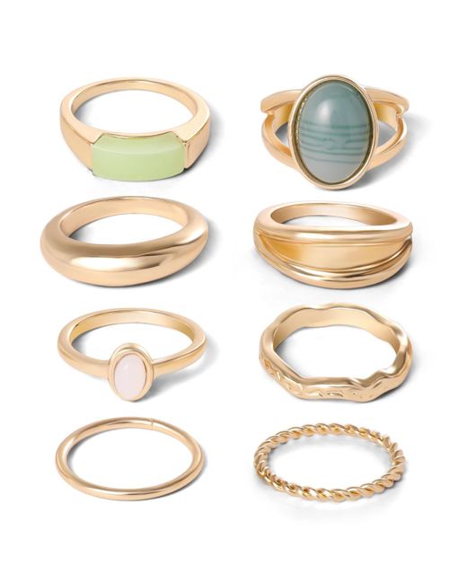 Jessica Simpson Metallic Gold-tone 8-piece Stacking Ring Set