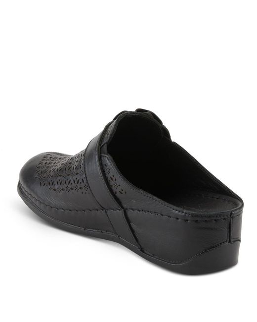 Spring Step Black Lilybean Leather Perforated Clogs