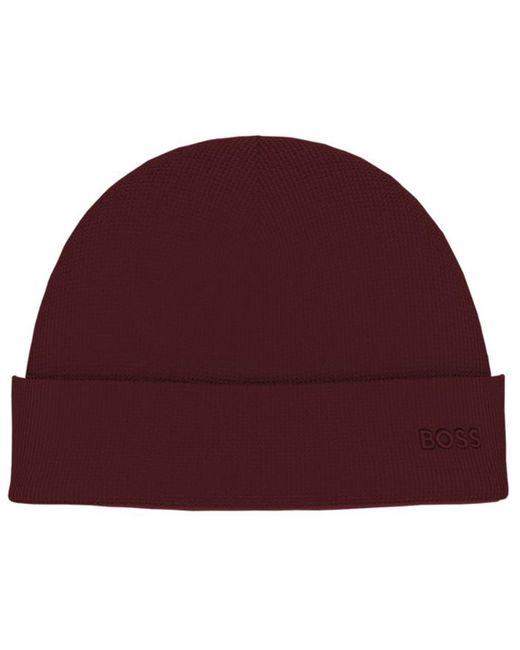 Boss Red Waffle Logo Detail Beanie for men