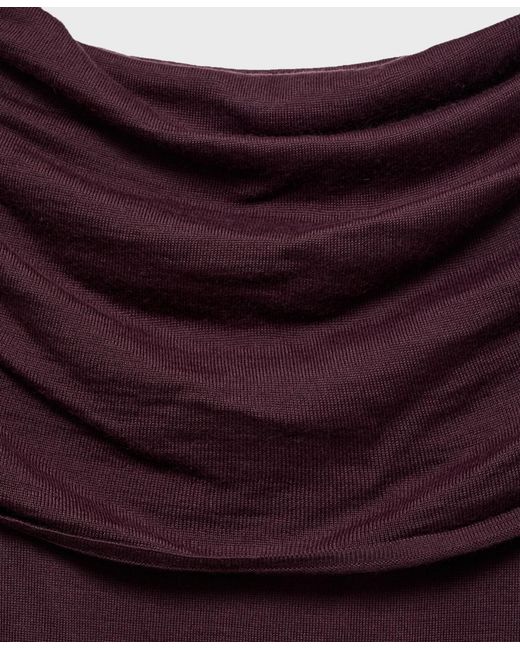 Mango Purple Draped Neckline Fitted Sweater
