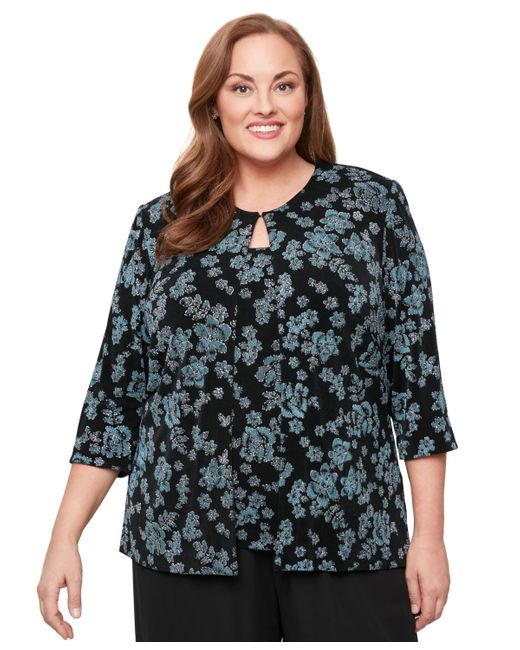 Alex Evenings Green Plus Size Glitter-knit Tank Top & Jacket
