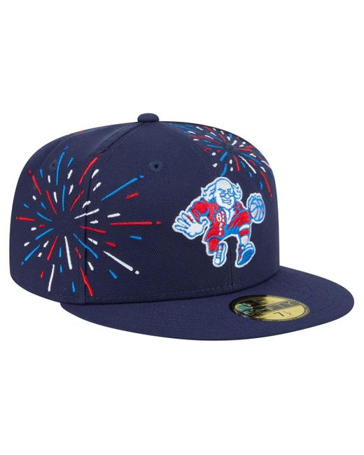 KTZ Blue Philadelphia 76ers Americana Fireworks 59fifty Fitted Hat for men