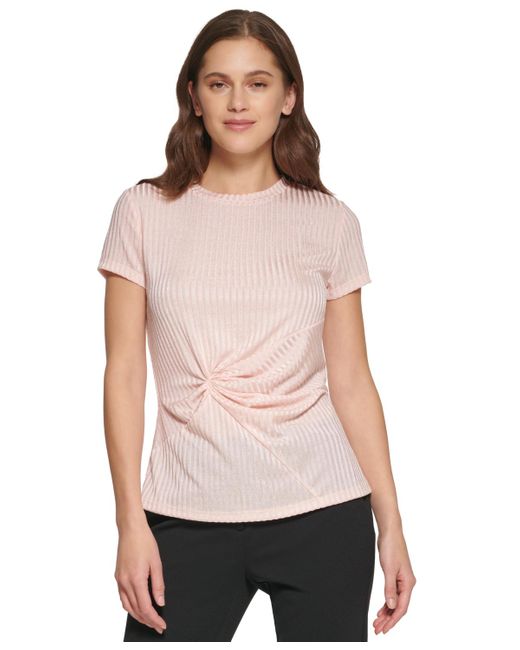 DKNY Multicolor Petite Side-knot Top