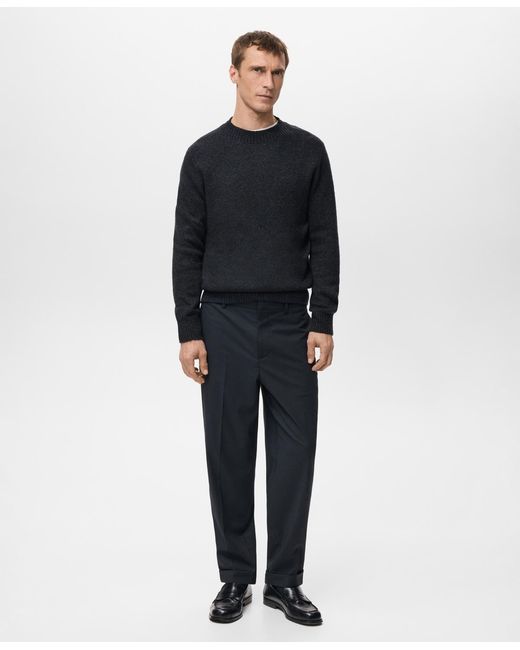 Mango Blue Structured Wool-blend Knitted Sweater for men