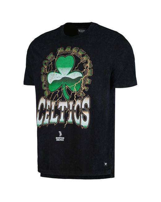 The Wild Collective Black And Distressed Boston Celtics Tour Band T-shirt