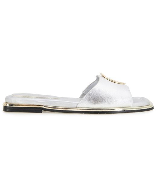 Kenneth Cole White Asher Flat Sandals