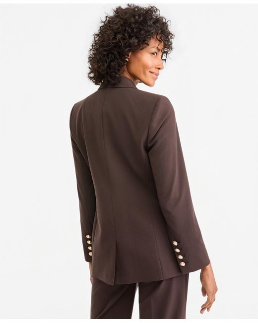 Tahari Brown One Button Shoulder-padded Blazer