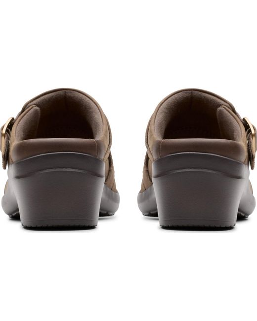 Clarks Brown Angie Braley Round Toe Mules