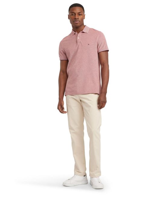 Tommy Hilfiger Pink Slim-fit Mouline Oxford Polo Shirt for men