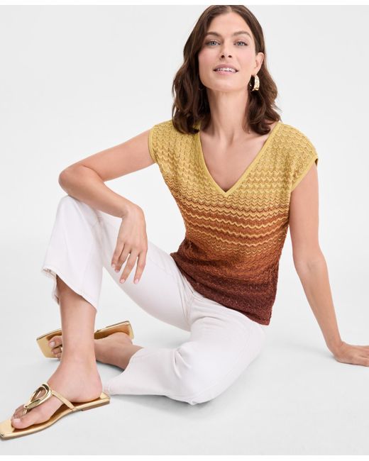 INC International Concepts Multicolor Ombre V Neck Sweater P Xs 3x Exclusively At Macys