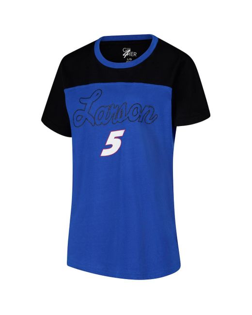 G-III 4Her by Carl Banks Blue Kyle Larson Cheer Color Blocked T-shirt