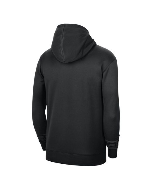 Nike Black And Brooklyn Nets 2023/24 Performance Spotlight On-court Practice Pullover Hoodie