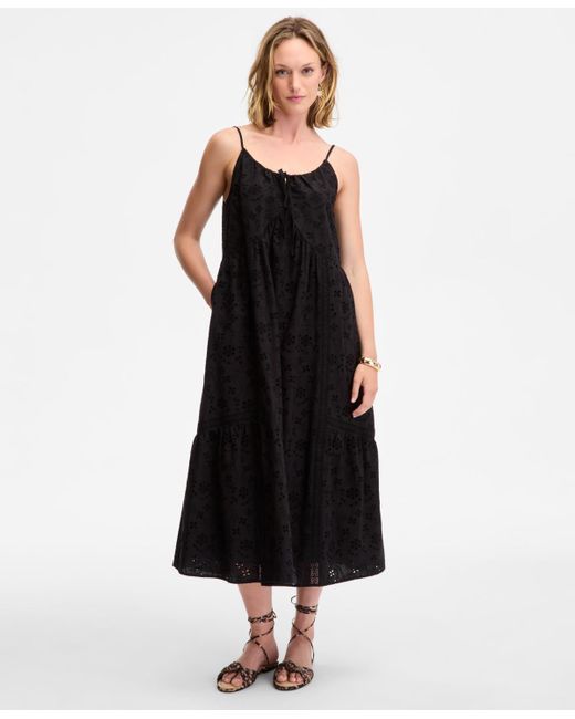 On 34th Black Eyelet Midi Dress