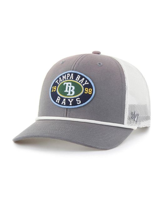 '47 Gray/white Tampa Bay Rays Tide Sweep Rope Trucker Adjustable Hat for men