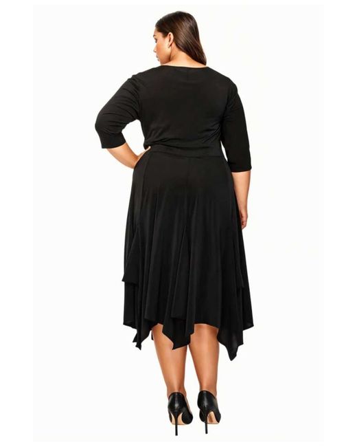 L I V D Black Plus Size Shay Handkerchief Hem Dress