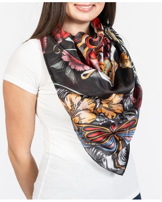 Vince Camuto Natural Oversized Butterfly Printed Square Scarf