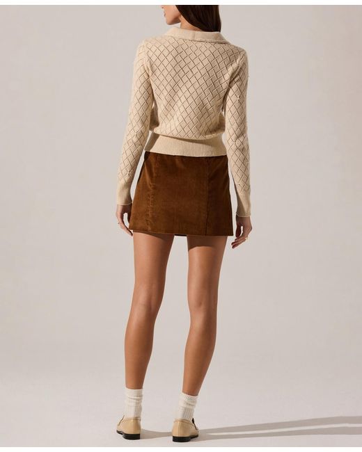 Astr Brown Aspyn Collared Sweater